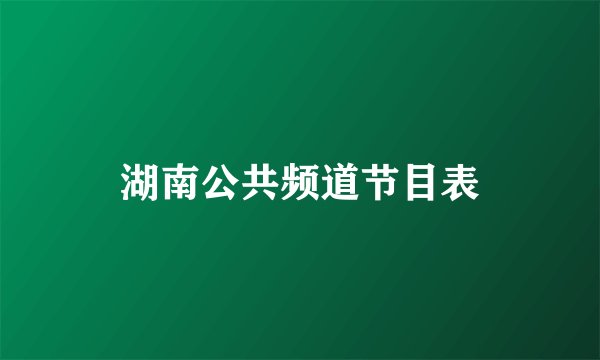 湖南公共频道节目表