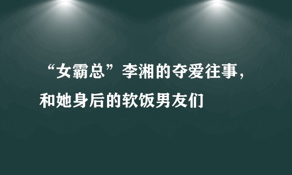 “女霸总”李湘的夺爱往事，和她身后的软饭男友们