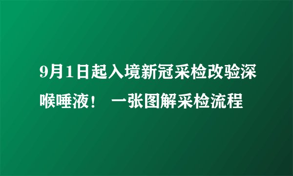9月1日起入境新冠采检改验深喉唾液! 一张图解采检流程