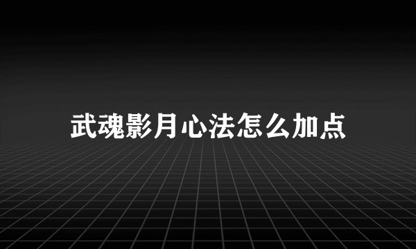 武魂影月心法怎么加点