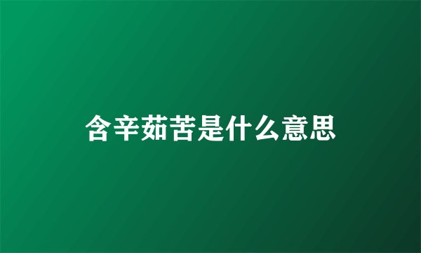 含辛茹苦是什么意思