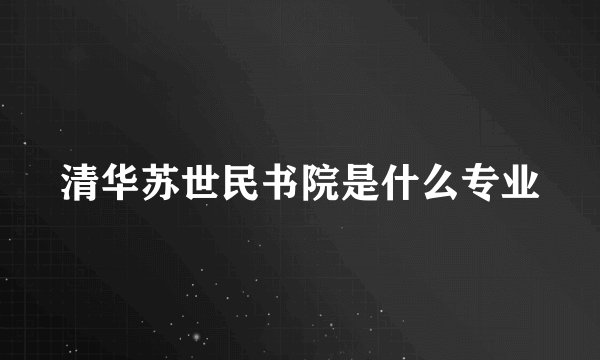 清华苏世民书院是什么专业