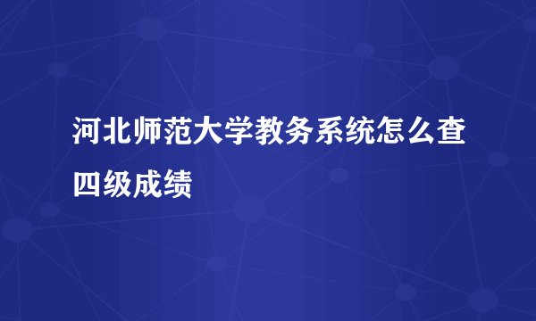 河北师范大学教务系统怎么查四级成绩