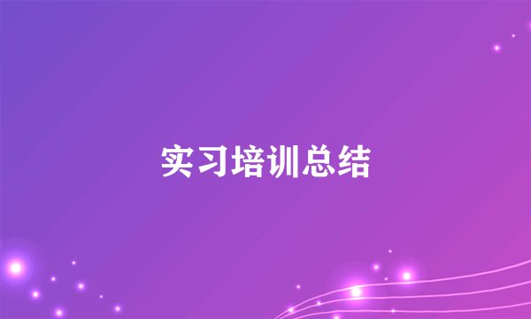 实习培训总结