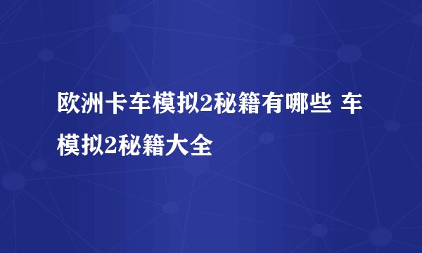 欧洲卡车模拟2秘籍有哪些 车模拟2秘籍大全