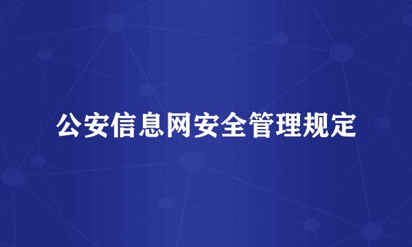 公安信息网安全管理规定