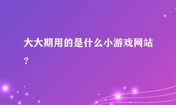 大大期用的是什么小游戏网站？