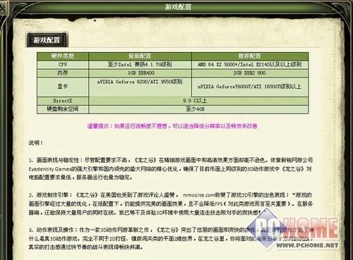 《龙之谷》配置要求