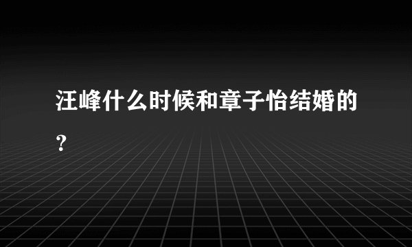 汪峰什么时候和章子怡结婚的?