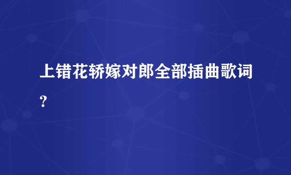 上错花轿嫁对郎全部插曲歌词？