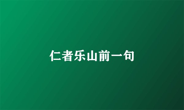 仁者乐山前一句