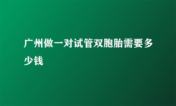 广州做一对试管双胞胎需要多少钱