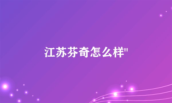 江苏芬奇怎么样