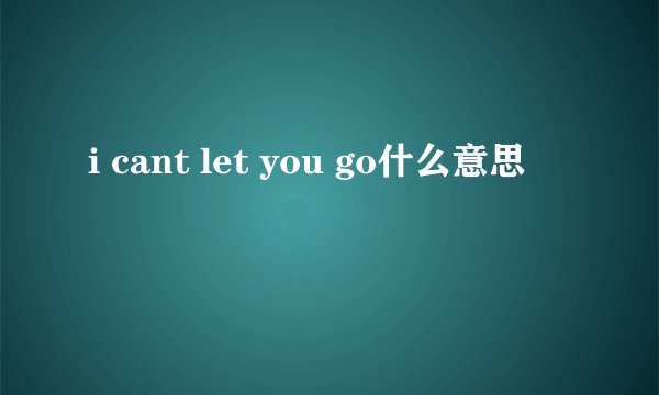 i cant let you go什么意思