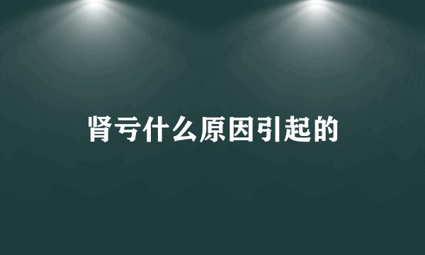 肾亏什么原因引起的