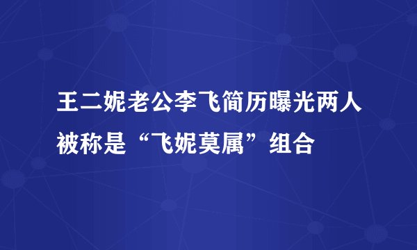 王二妮老公李飞简历曝光两人被称是“飞妮莫属”组合