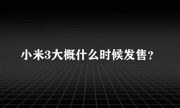 小米3大概什么时候发售？