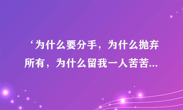 ‘为什么要分手，为什么抛弃所有，为什么留我一人苦苦等候’...这什么歌?