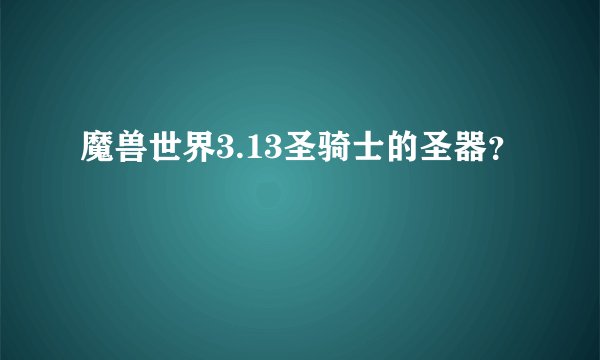 魔兽世界3.13圣骑士的圣器？