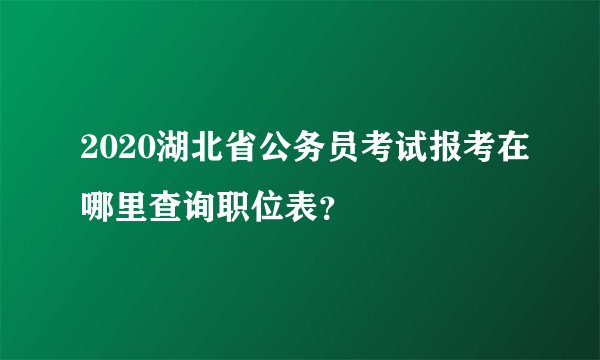 2020湖北省公务员考试报考在哪里查询职位表?