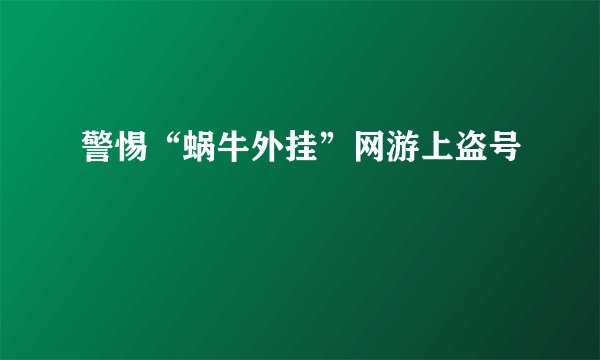 警惕“蜗牛外挂”网游上盗号