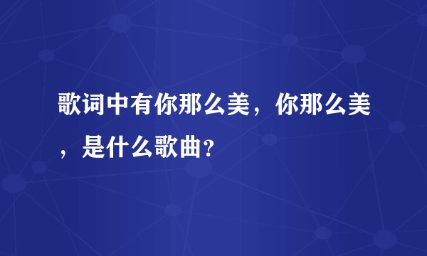 歌词中有你那么美，你那么美，是什么歌曲？