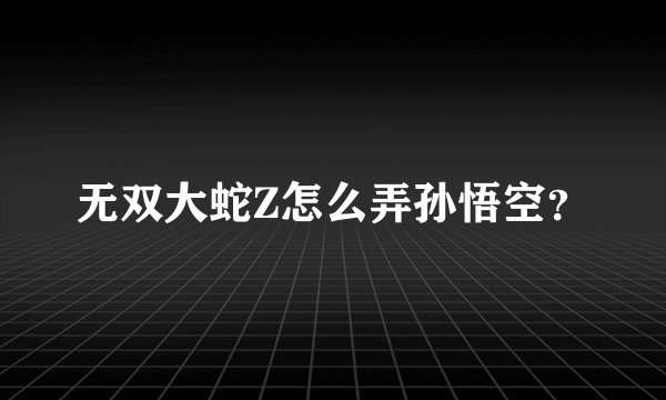 无双大蛇Z怎么弄孙悟空?