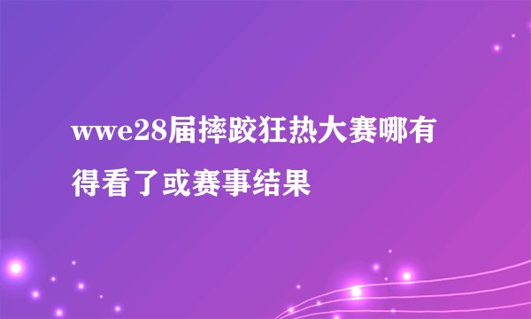 wwe28届摔跤狂热大赛哪有得看了或赛事结果