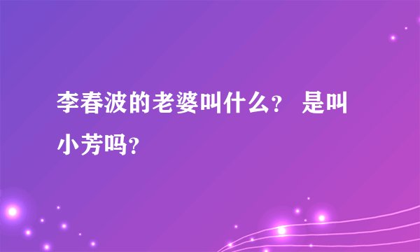 李春波的老婆叫什么? 是叫小芳吗?