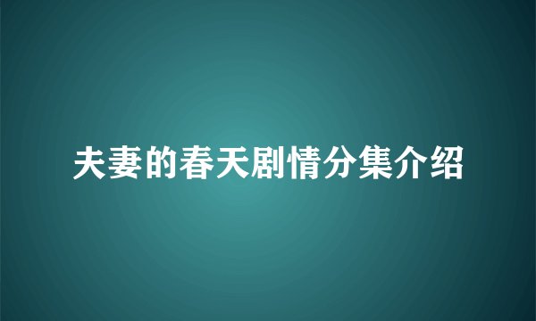 夫妻的春天剧情分集介绍