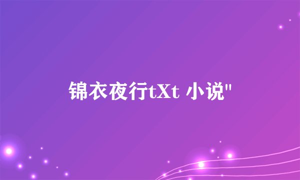 锦衣夜行tXt 小说