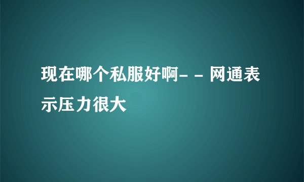现在哪个私服好啊- - 网通表示压力很大