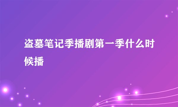盗墓笔记季播剧第一季什么时候播