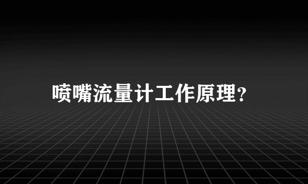 喷嘴流量计工作原理？