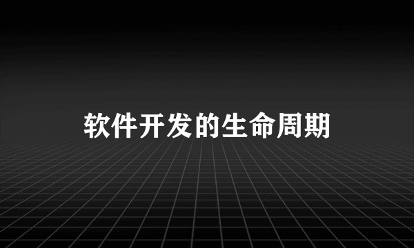 软件开发的生命周期