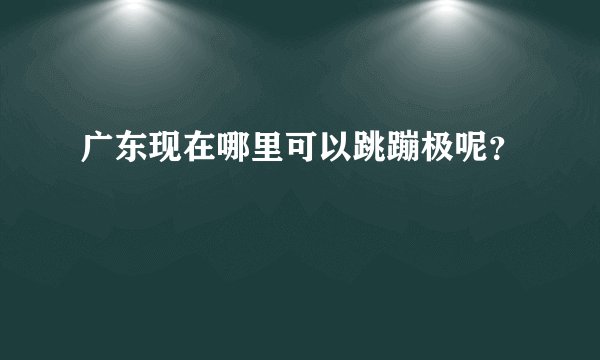 广东现在哪里可以跳蹦极呢？