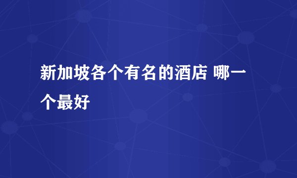 新加坡各个有名的酒店 哪一个最好