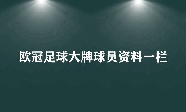 欧冠足球大牌球员资料一栏