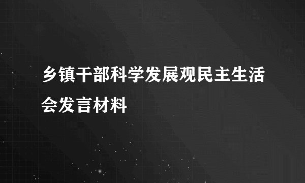 乡镇干部科学发展观民主生活会发言材料