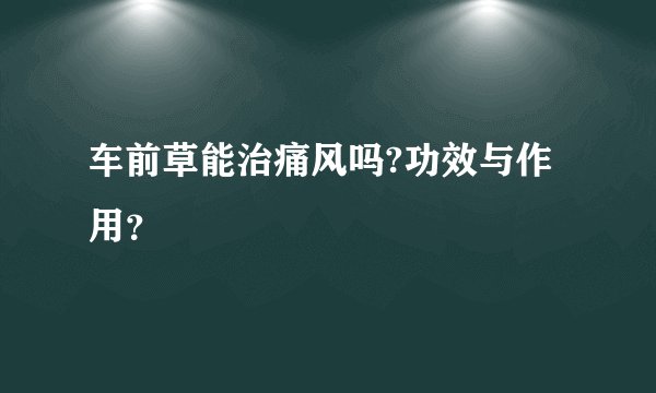 车前草能治痛风吗?功效与作用？