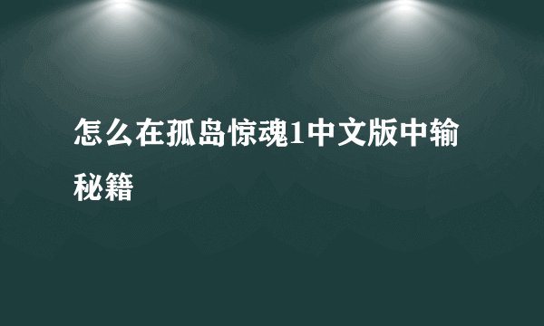 怎么在孤岛惊魂1中文版中输秘籍