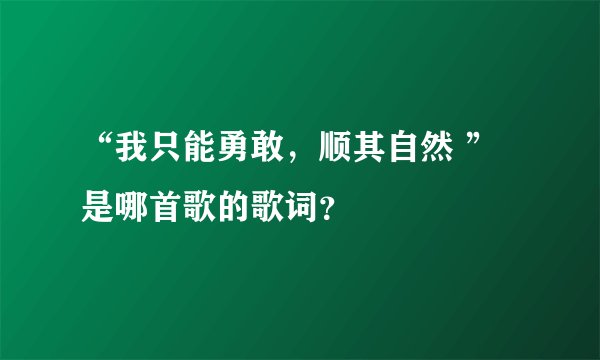 “我只能勇敢，顺其自然 ”是哪首歌的歌词？