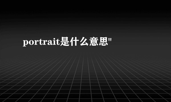 portrait是什么意思