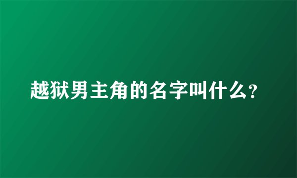 越狱男主角的名字叫什么？