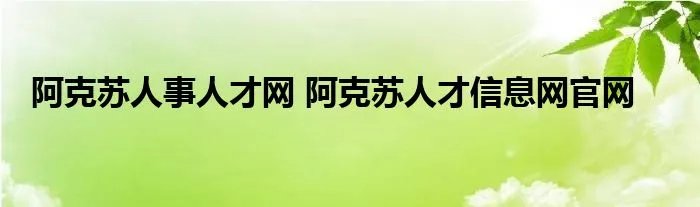 阿克苏人事人才网 阿克苏人才信息网官网