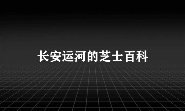 长安运河的芝士百科