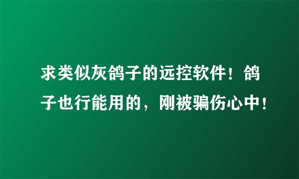 求类似灰鸽子的远控软件！鸽子也行能用的，刚被骗伤心中！