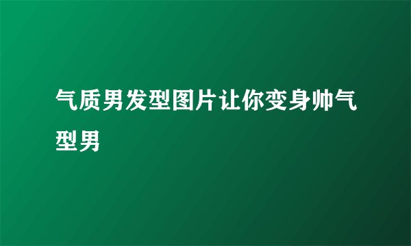 气质男发型图片让你变身帅气型男