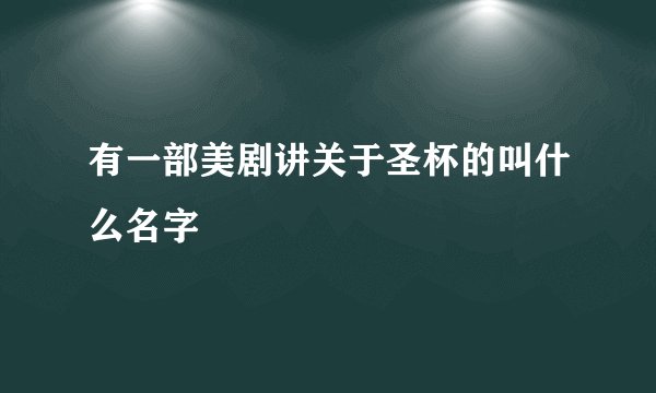 有一部美剧讲关于圣杯的叫什么名字