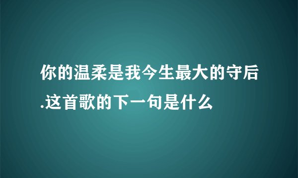 你的温柔是我今生最大的守后.这首歌的下一句是什么